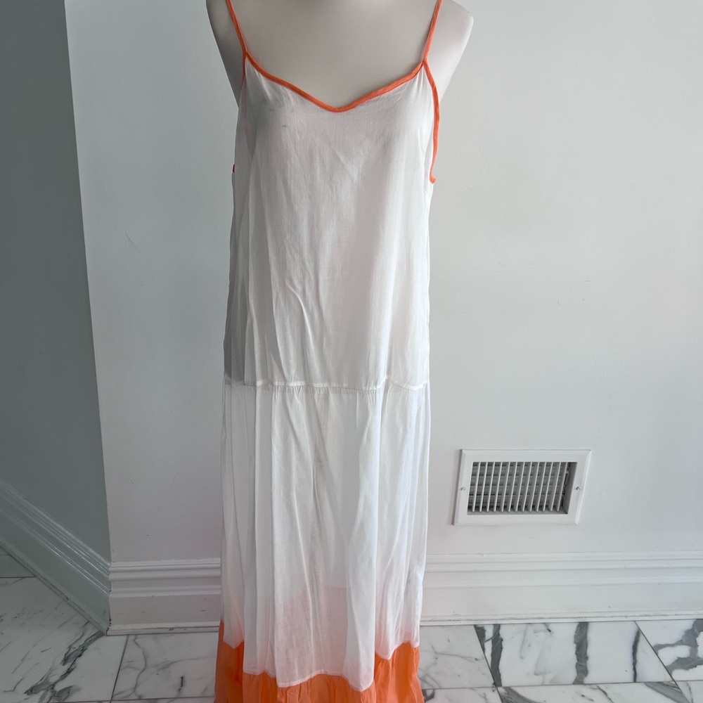 Taka White and Orange Maxi Dress